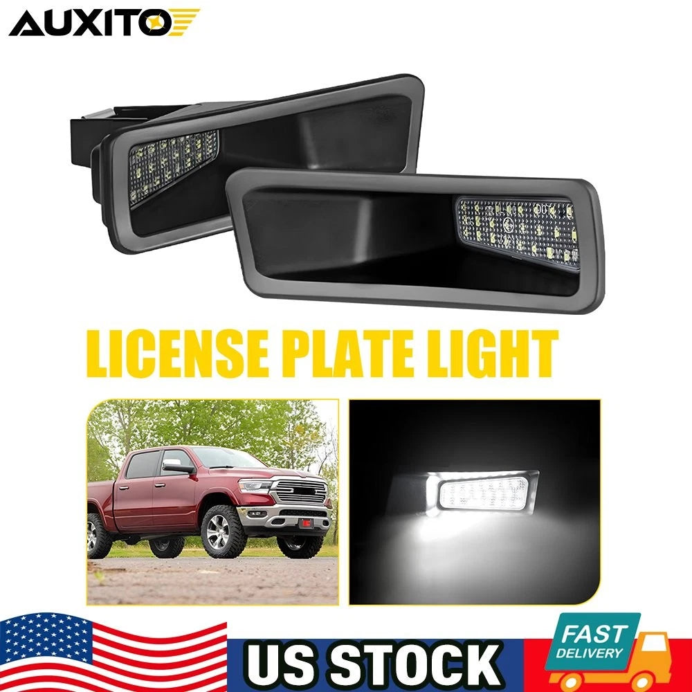 2X LED White Rear Bumper License Plate Light for Dodge Ram (2019–2022)