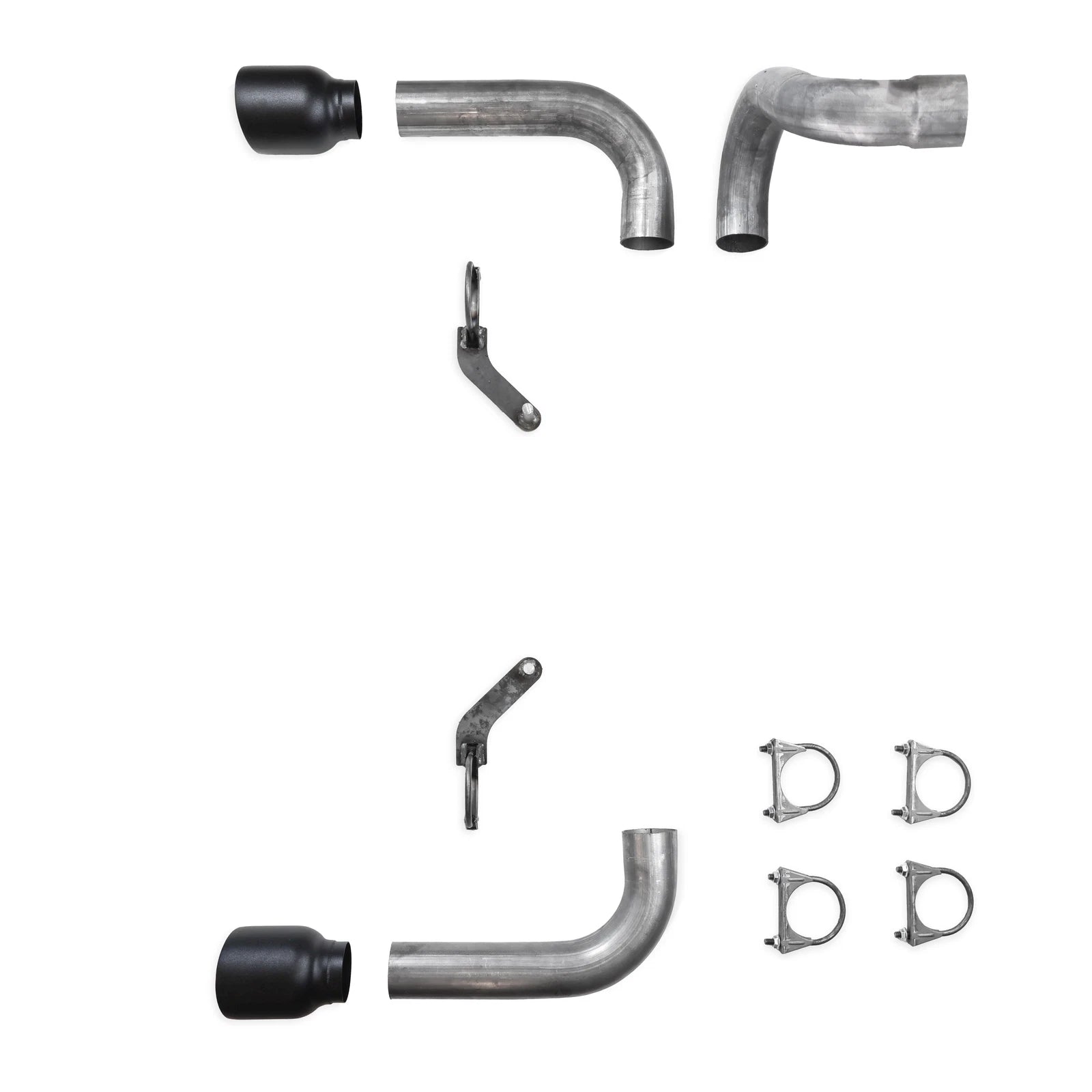 2.5" Dual Exhaust Kit for Jeep Wrangler (2018–2025) No Muffler, Black Tip