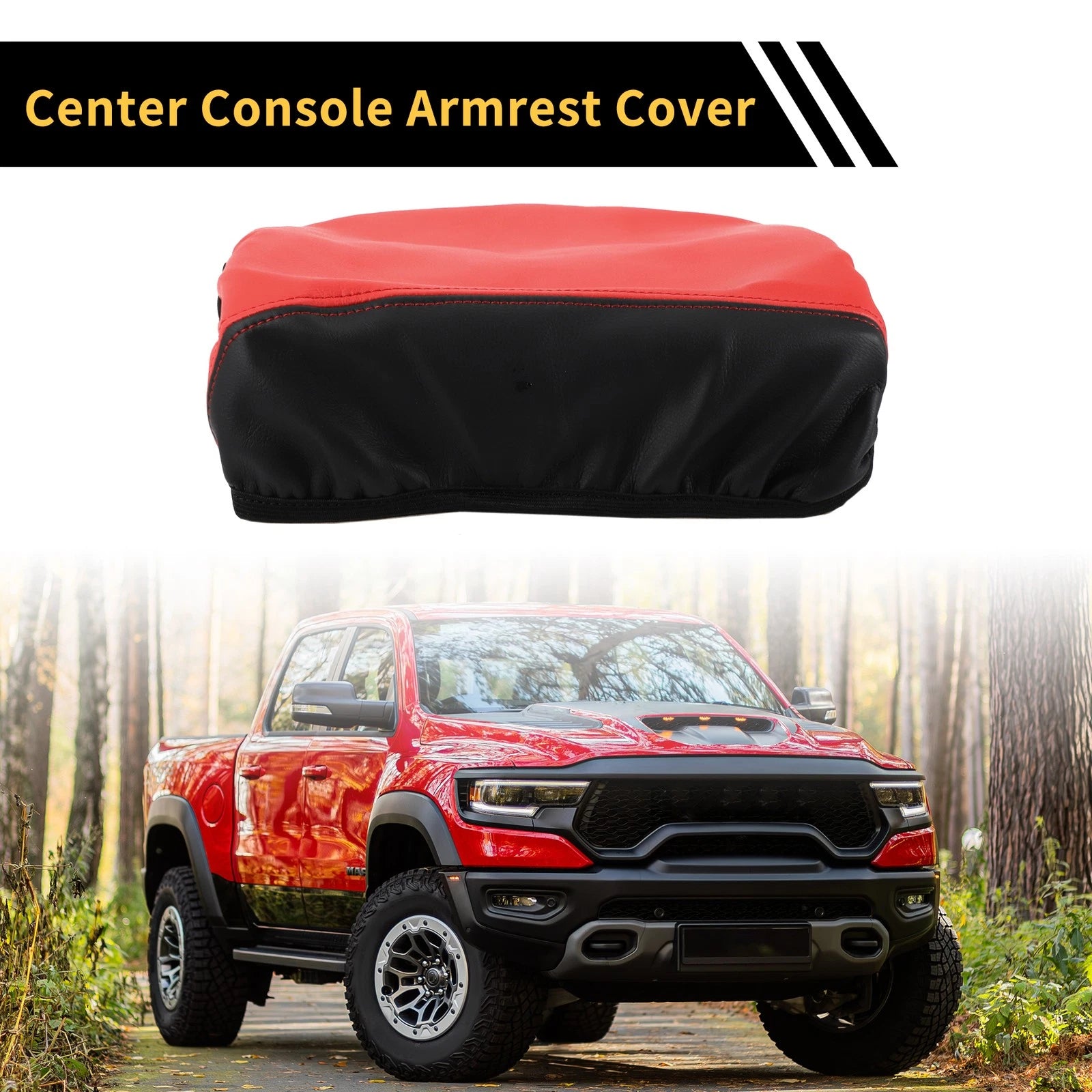 Center Console Lid Armrest Cover for Ford F-150 (2015–2020) Anti-Scratch Black Red