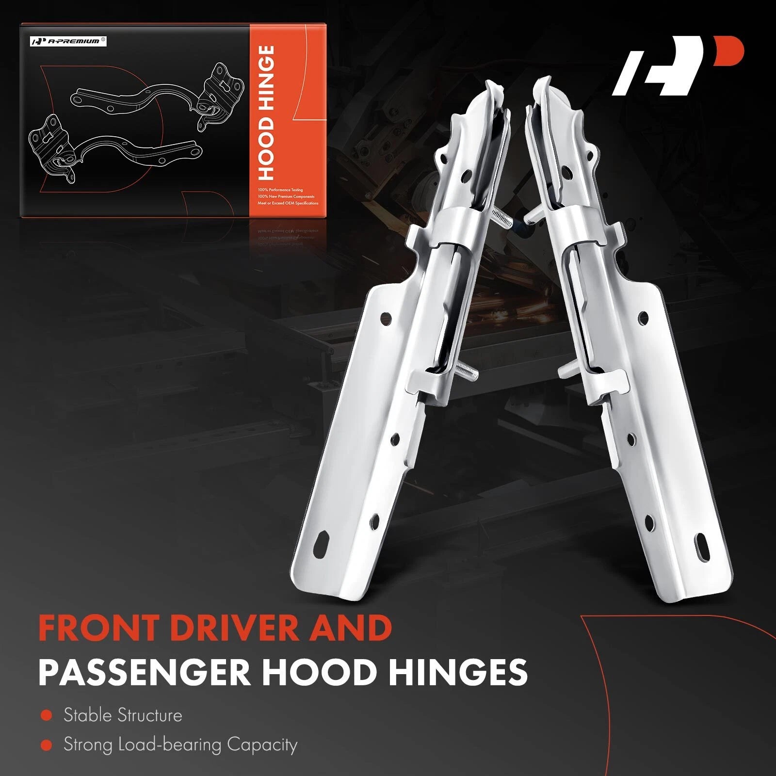 2X Front Side Hood Hinges for Dodge Nitro (2007-2012) Jeep Liberty (2008-2012)