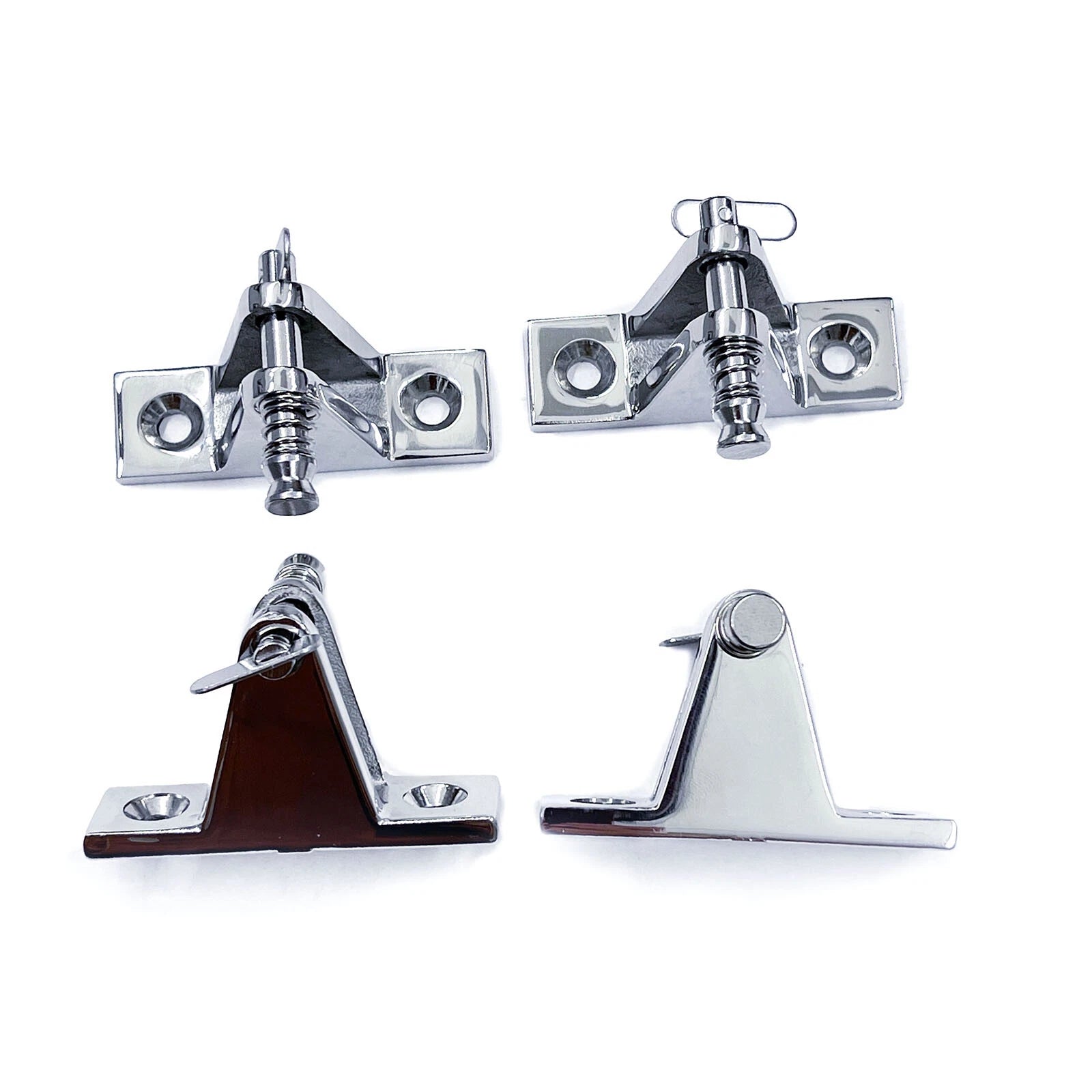 Set of 2 Stainless Steel Bimini Top Deck Hinge Mount Fittings for Marine Boat