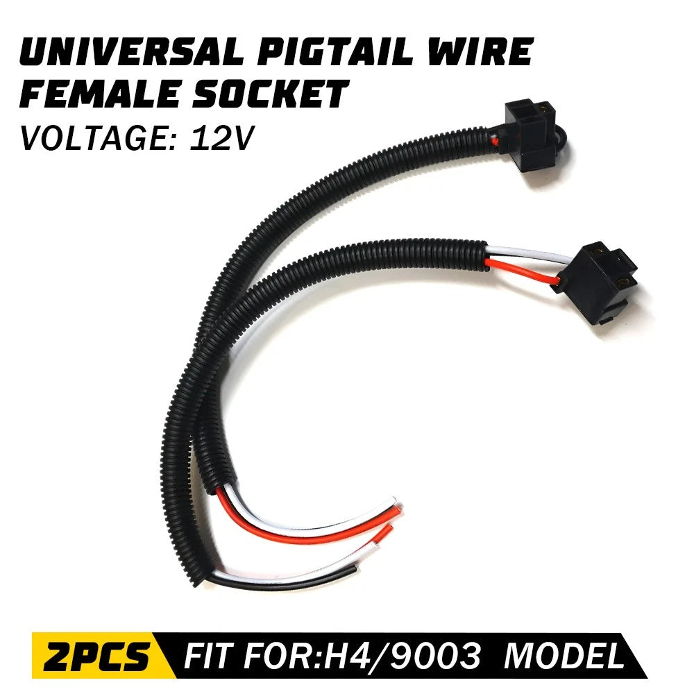 Extension Wire Pigtail Female 9003 H4 Harness Headlight Connector Socket (2010–2023)