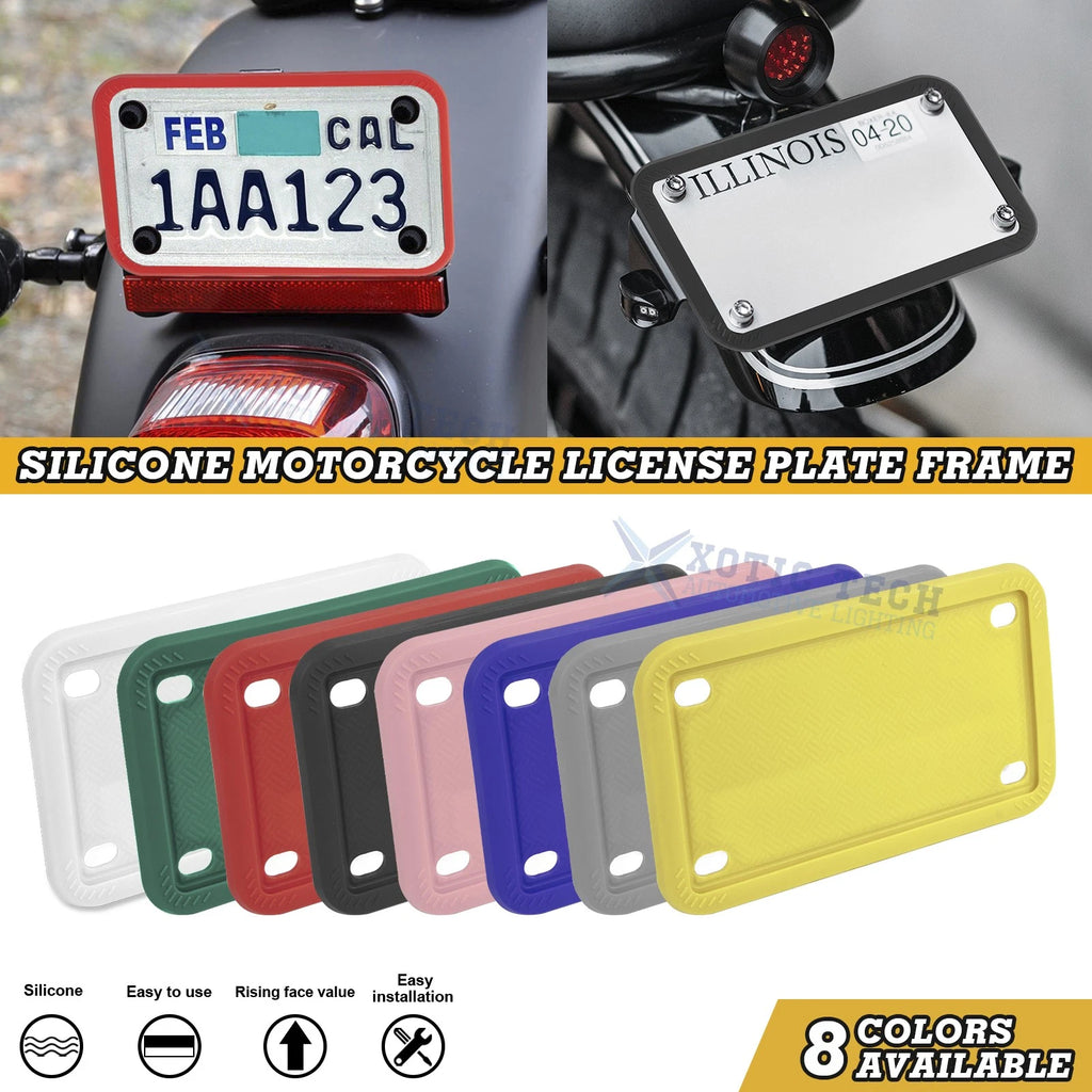 1-Piece Motorcycle Silicone License Plate Frames for Universal Use (2010–2020)