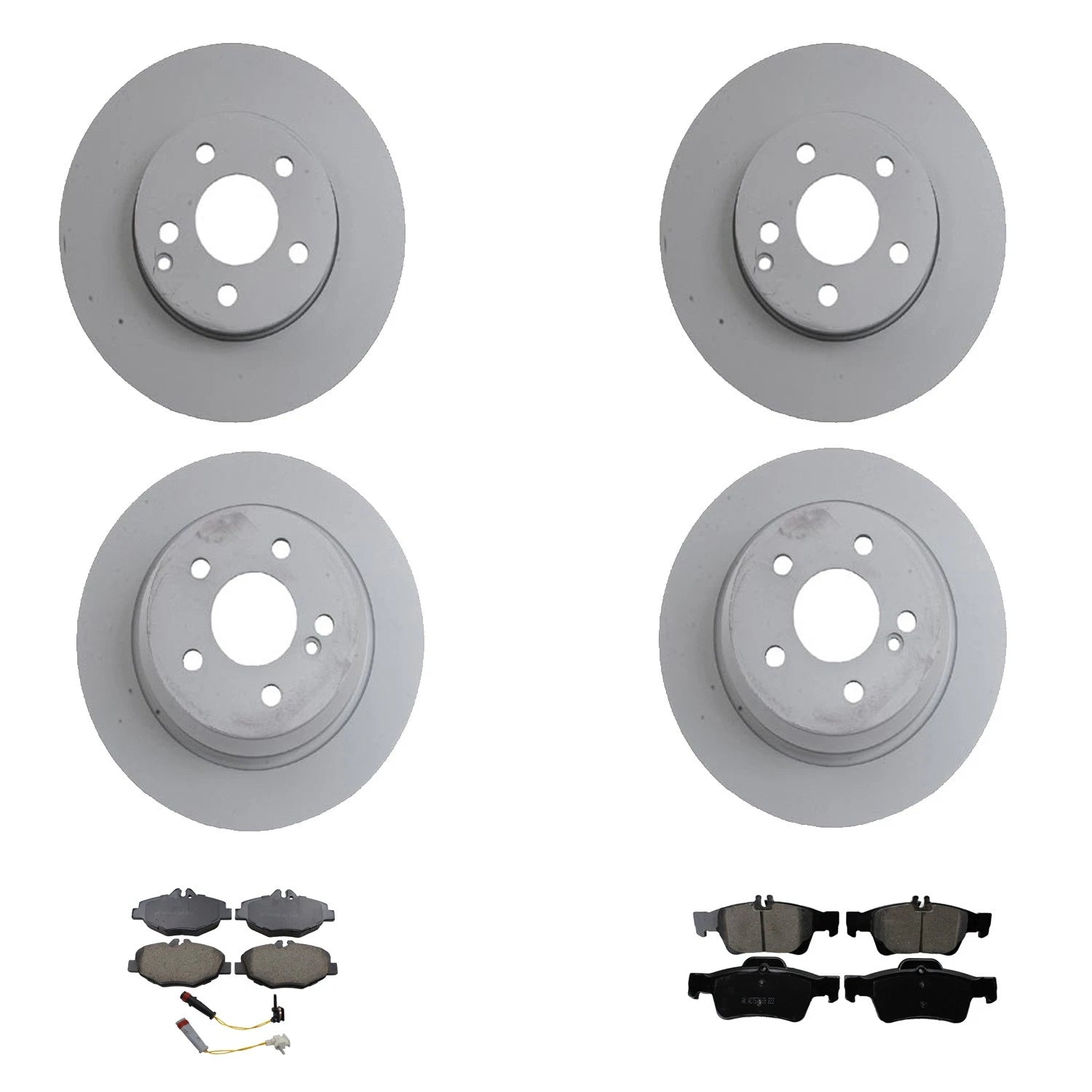Set of 4 Disc Brake Rotors & Euro Pads for Mercedes W211 E320 RWD