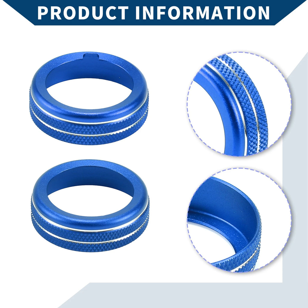 2X AC Climate Switch Knob Cover Ring for Ford Mustang (2015–2021) Blue