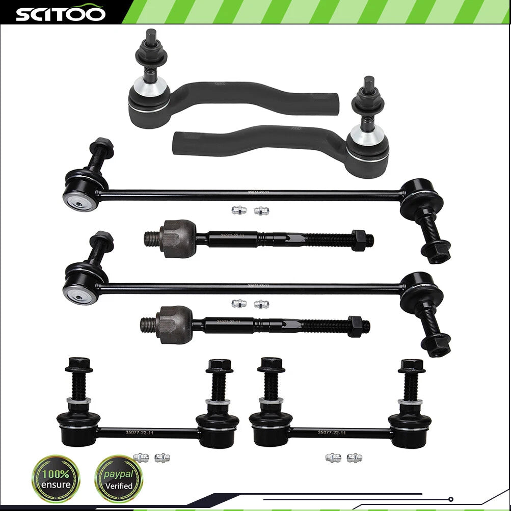 Set of 8 Front Tie Rod Ends & Sway Bar End Links for Ford Fusion (2013–2018)