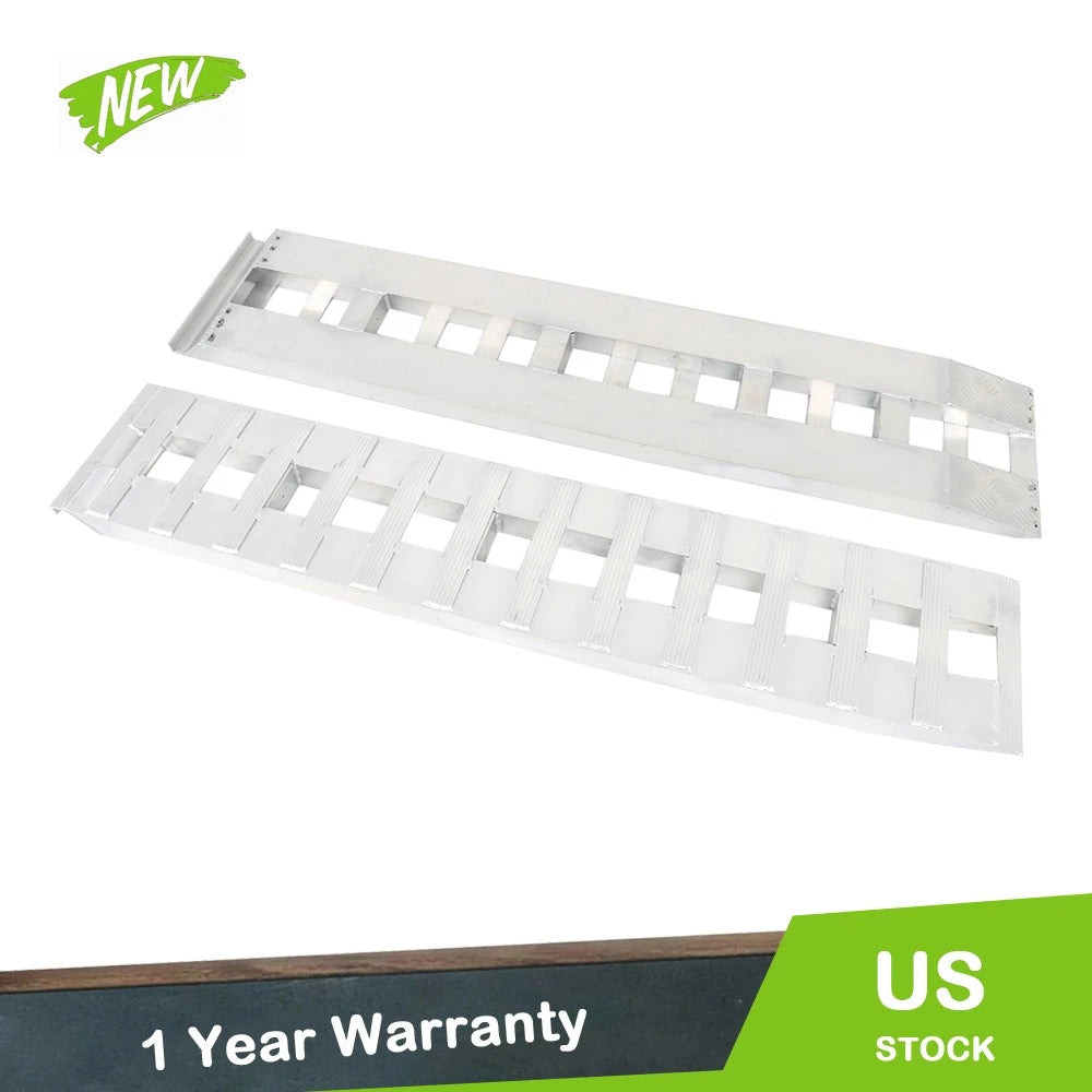 2Pcs 72" × 15" Aluminum Trailer Ramps 6500 LBS Hook End Knife