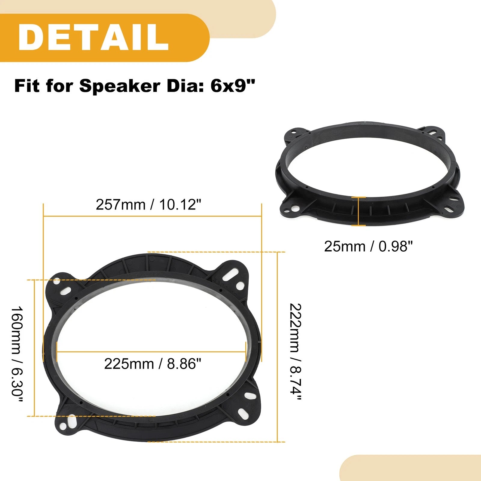 2X Speaker Spacer Ring 6x9" to 6.5" Adaptor for Toyota 