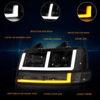 E-Shape Switchback LED DRL Headlights Smoked for Express/Savana 1500-3500 (2003–2024)