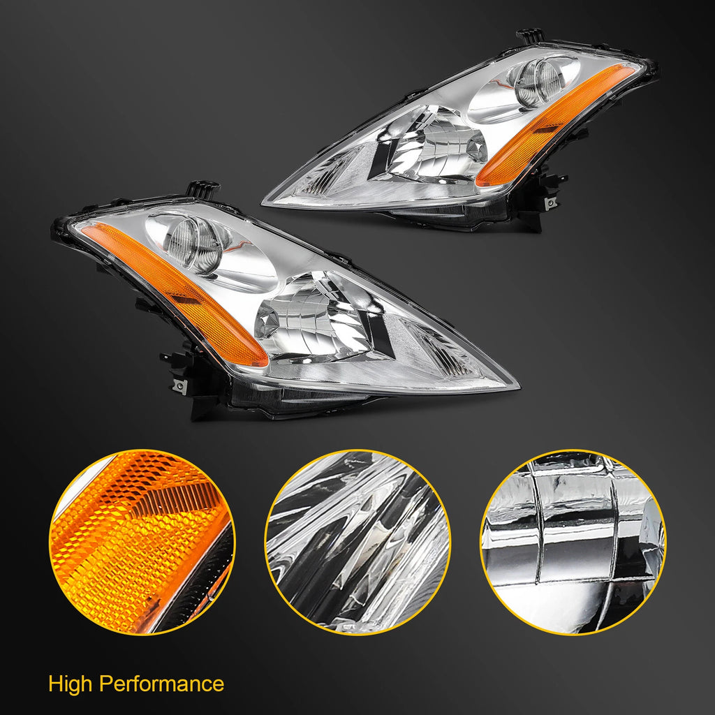 Pair Headlight Assembly for Nissan Murano (2003–2007) Chrome Housing