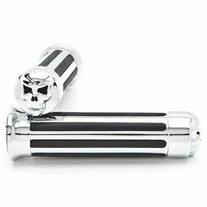 Chrome Skull Hand Grip 1" 25mm for Honda Yamaha Suzuki Kawasaki Harley