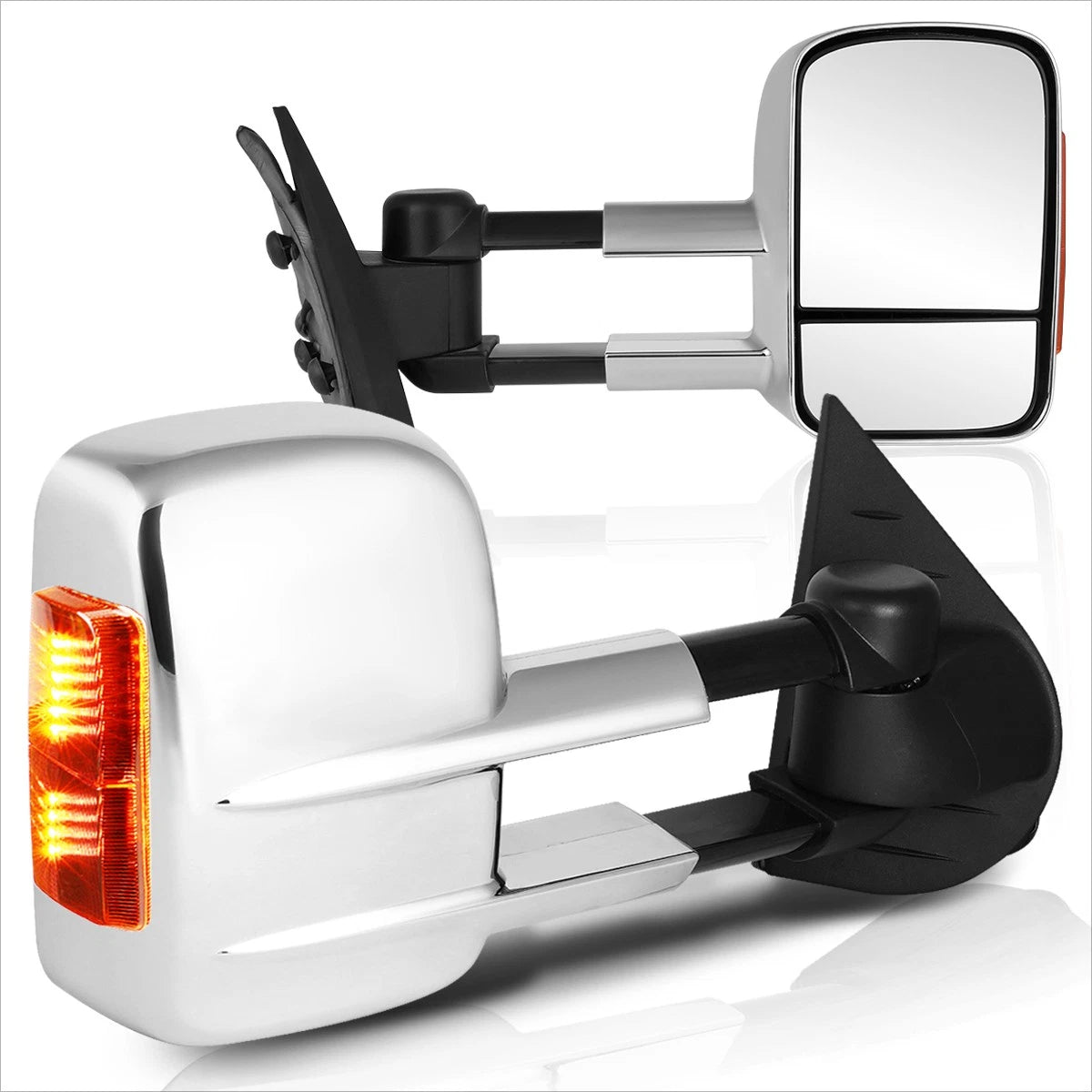 Manual Telescoping Towing Mirror for Silverado/Sierra (2007–2014) w/LED Signal Chrome
