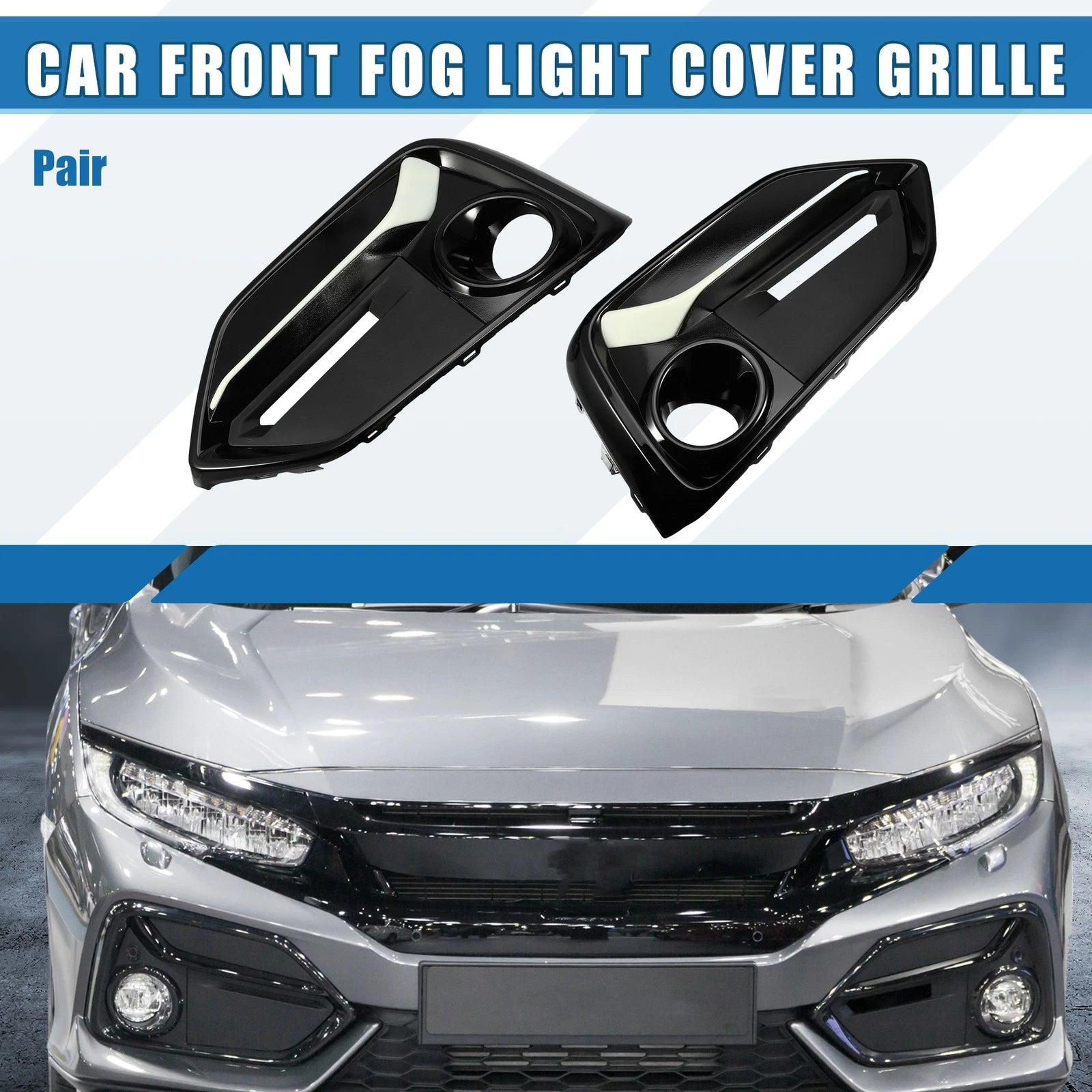 Fog Light Grille Cover Trim Pair for Honda Civic (2020–2021)