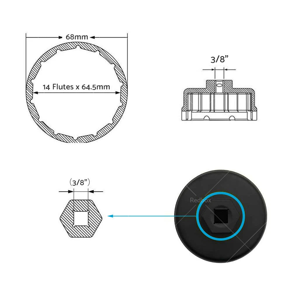 Oil Filter Wrench Cap Socket for Land Cruiser Tundra 5.7L 3.5L V8 V6