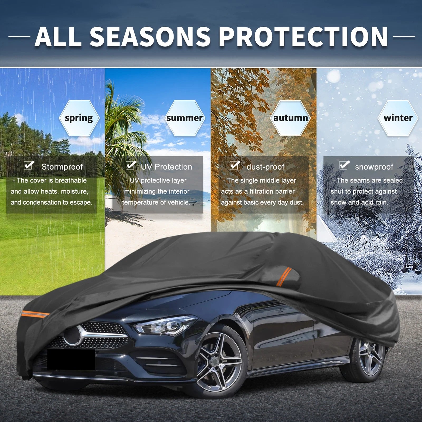 Waterproof Car Cover for Mazda 3 (2013–2021) PEVA Spunlace Cotton, Zipper