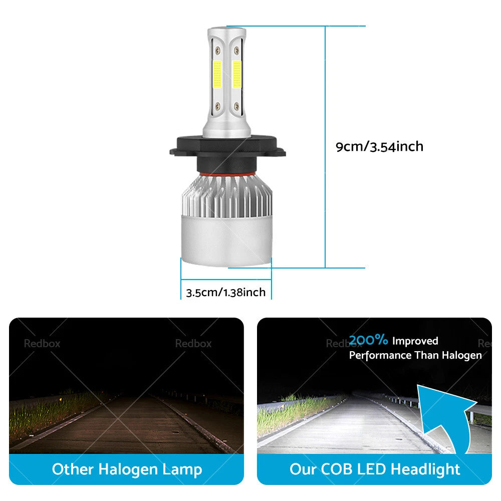 2X H4 LED Headlight Globes Kit Hi/Low Beam 9000LM for HB2 9003