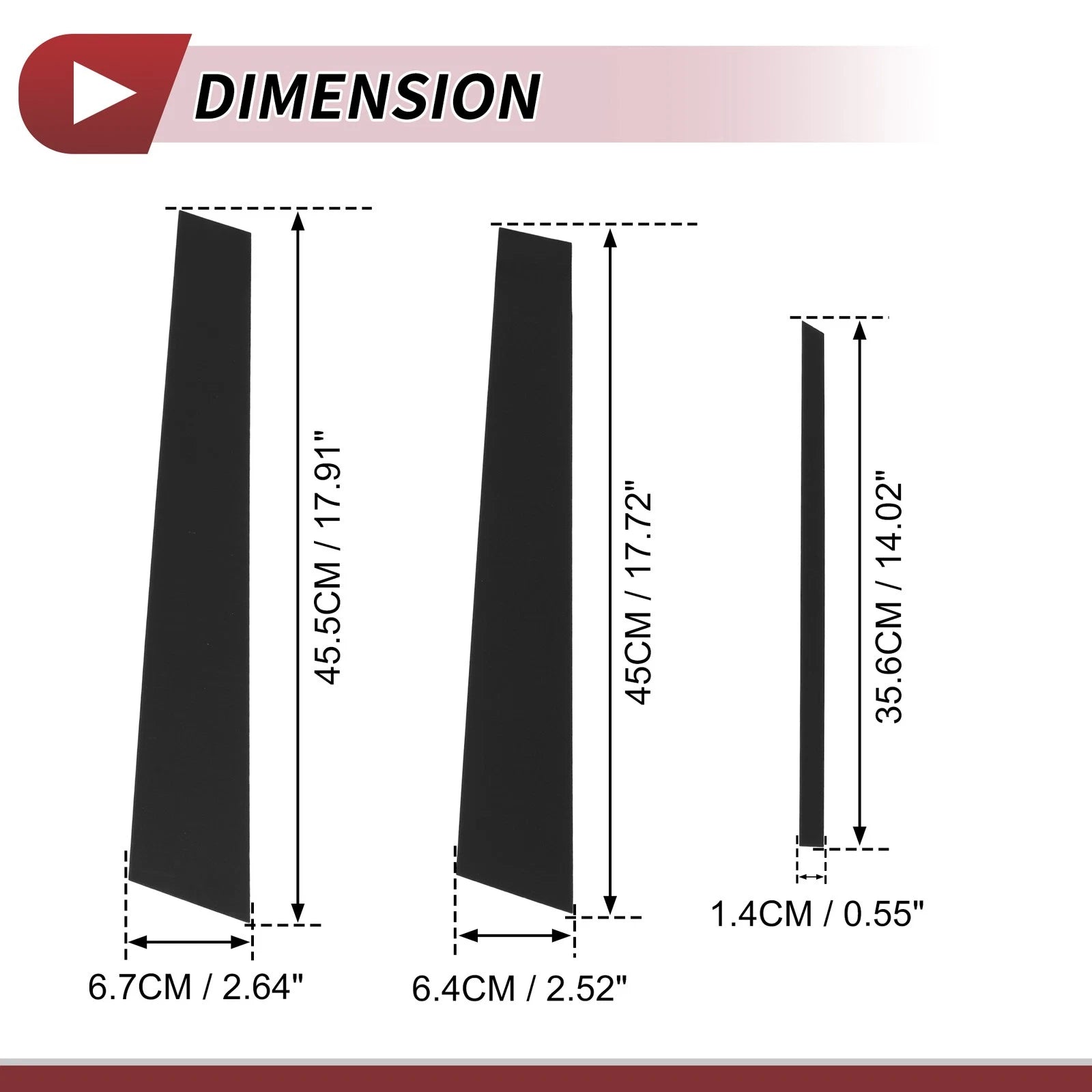 Set of 6 Door Pillar Window Trim for Nissan Altima (2002–2006) Black