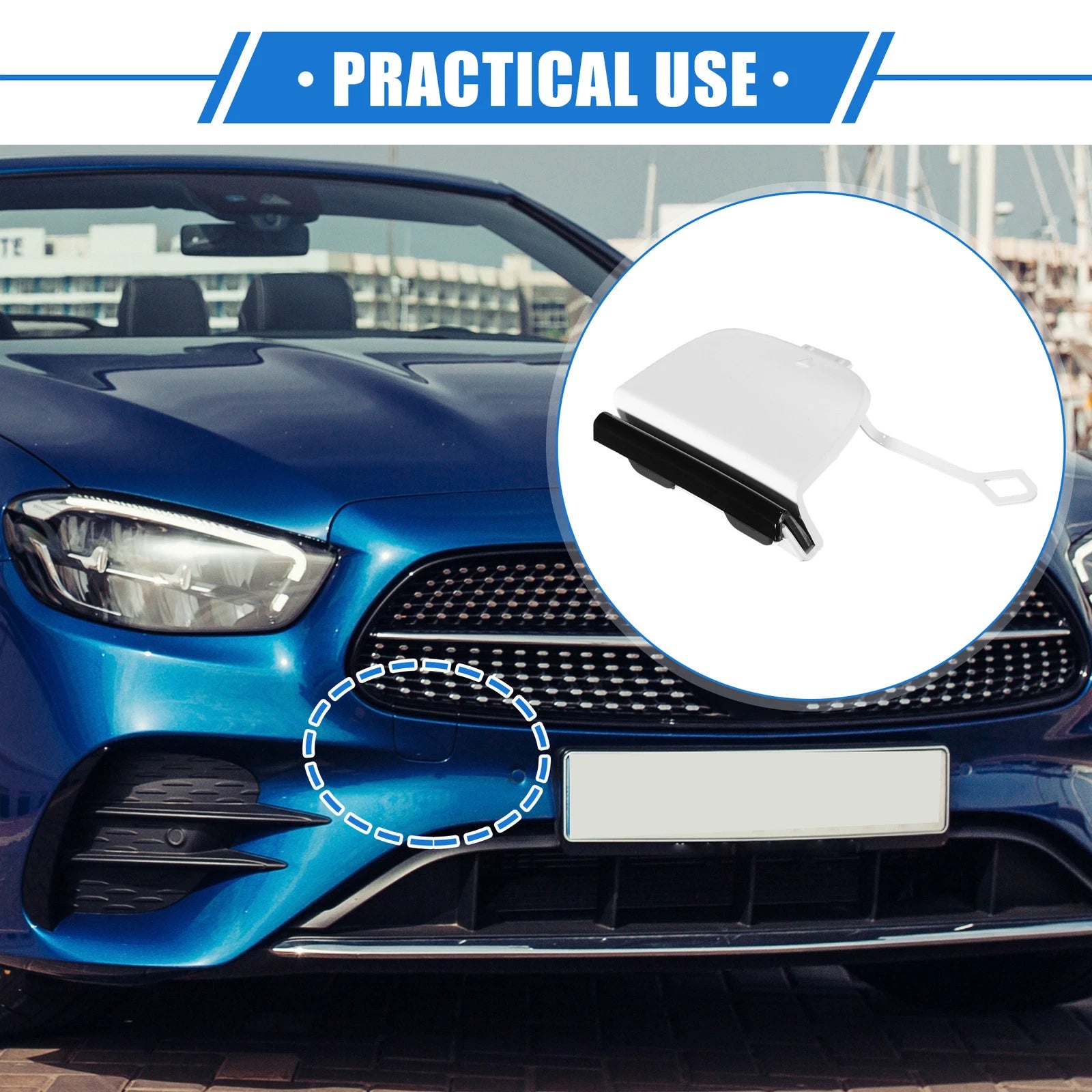 Tow Hook Eye Cover Cap for Mercedes-Benz E-Class W213 (2017–2023) White