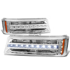 Chrome Housing LED DRL Bumper Light + Signal for Chevy Silverado/Avalanche (2003–2007)