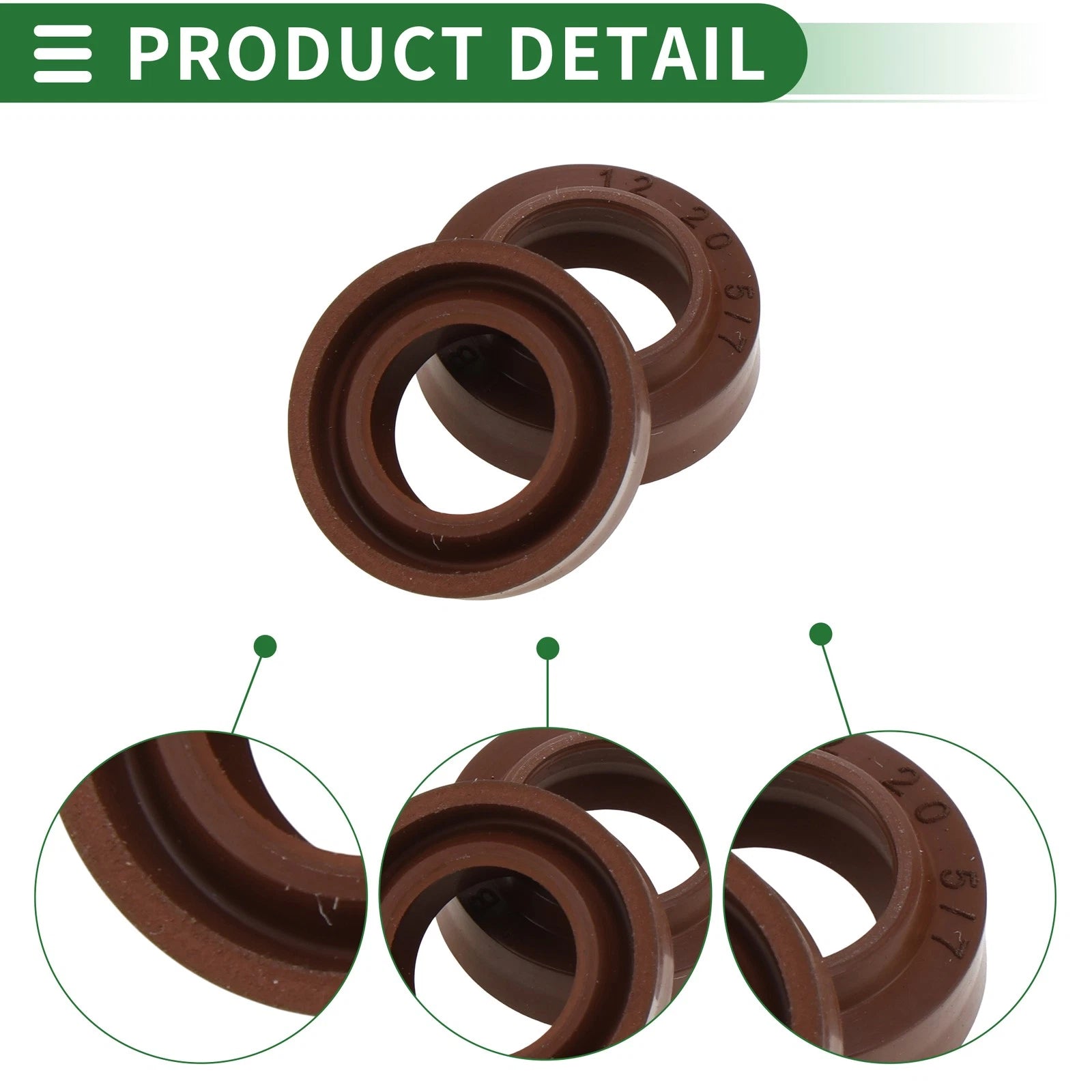 Set of 5 Oil Seal Rotary Shaft Seal FKM Rubber 12x20x5mm