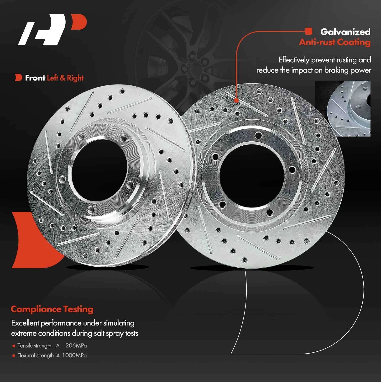Front Side Drilled Brake Rotors for Toyota Tacoma (1995–2004)