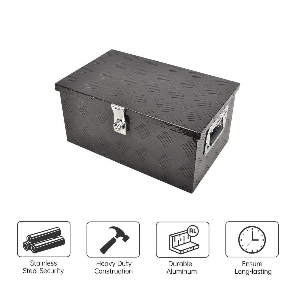 20" Black Aluminum Tool Box for Pickup Truck (Storage + Lock + Key)