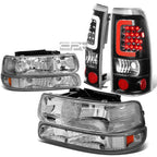 Chrome Crystal Headlight + Bumper + Black 3D LED Tail Light for Silverado (1999–2002)