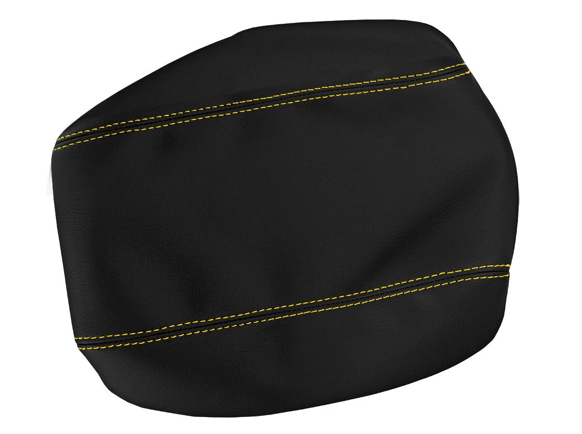 Leather Console Lid Armrest Cover for Toyota Corolla (2009–2013) Yellow Stitch