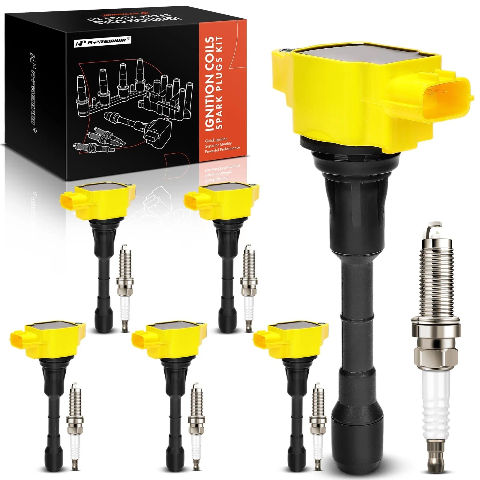 Set of 6 Ignition Coils & Iridium Spark Plugs for Nissan 370Z INFINITI G37 (2009–2019)
