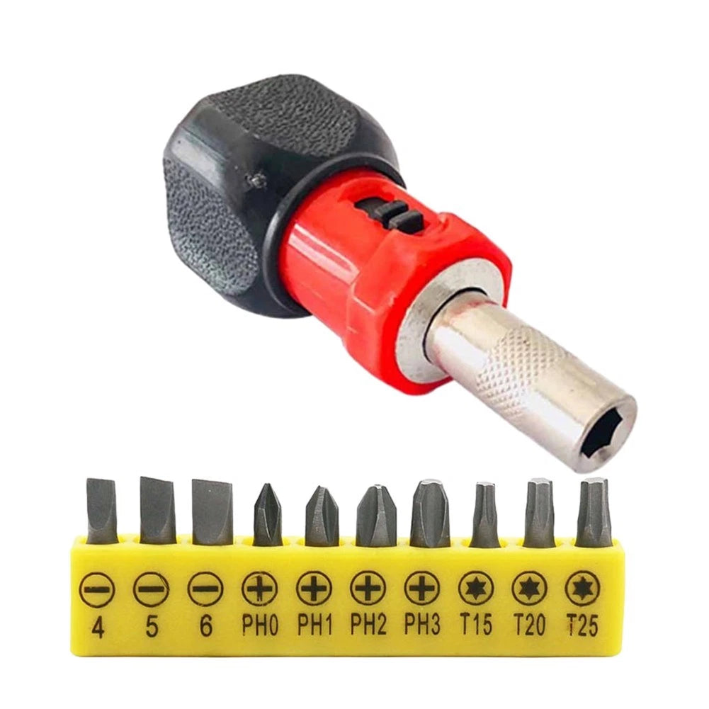 11PCS Ratchet Wrench Set with Anti-slip Handle and Hex Sockets