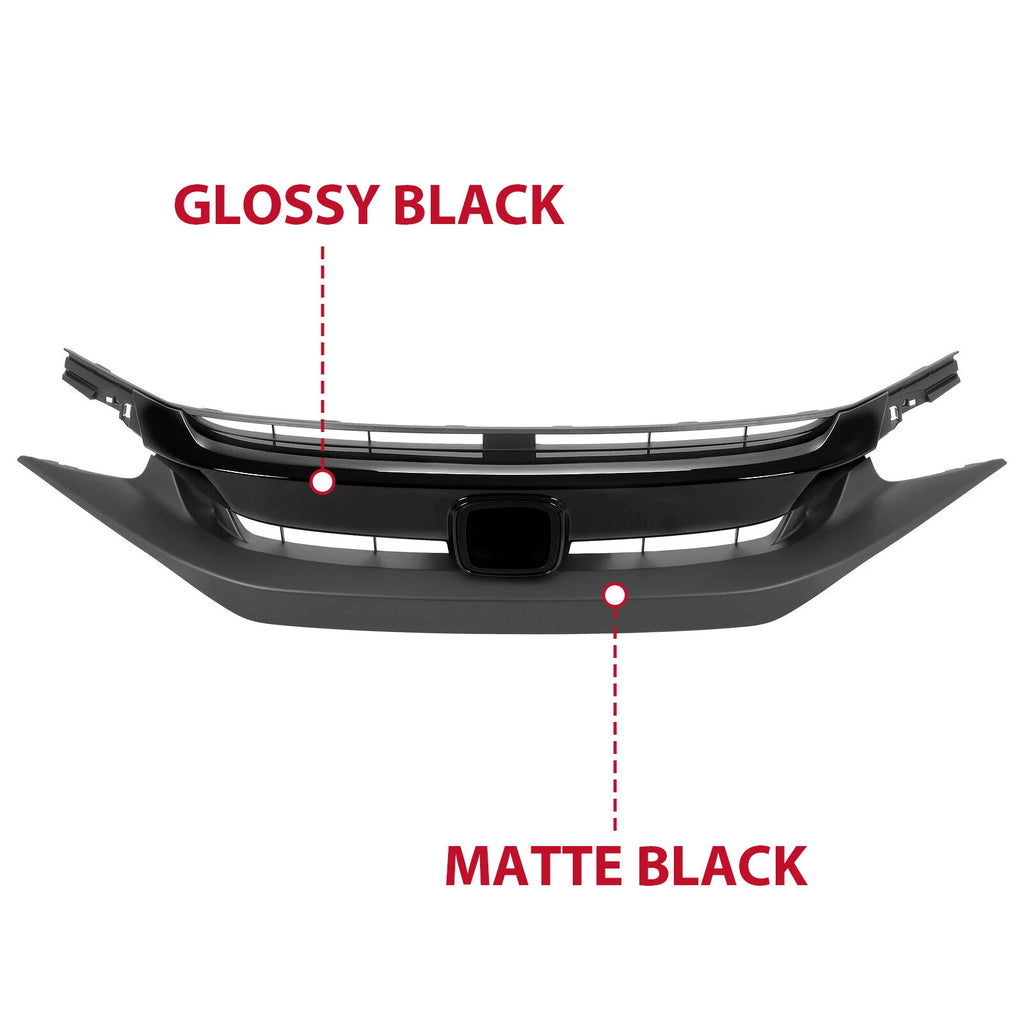 Front Upper Grille for Honda Civic Sedan (2019–2020) Black Mesh
