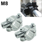 25MM M8 Motorcycle Silver Handlebar Mirror Mount Clamp Adaptor