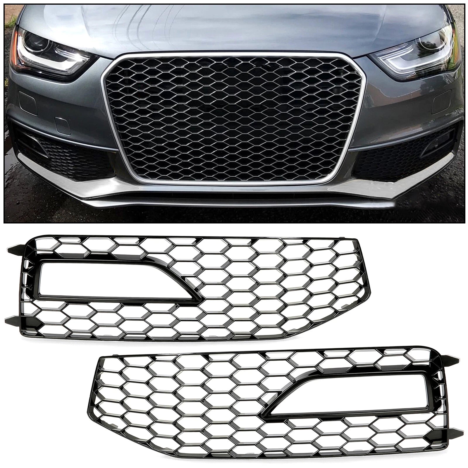 RS4 Style Fog Light Grill Cover for Audi A4 (2013–2016)