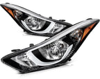 2X Headlight Assembly for Hyundai Elantra (2014–2016) - Black