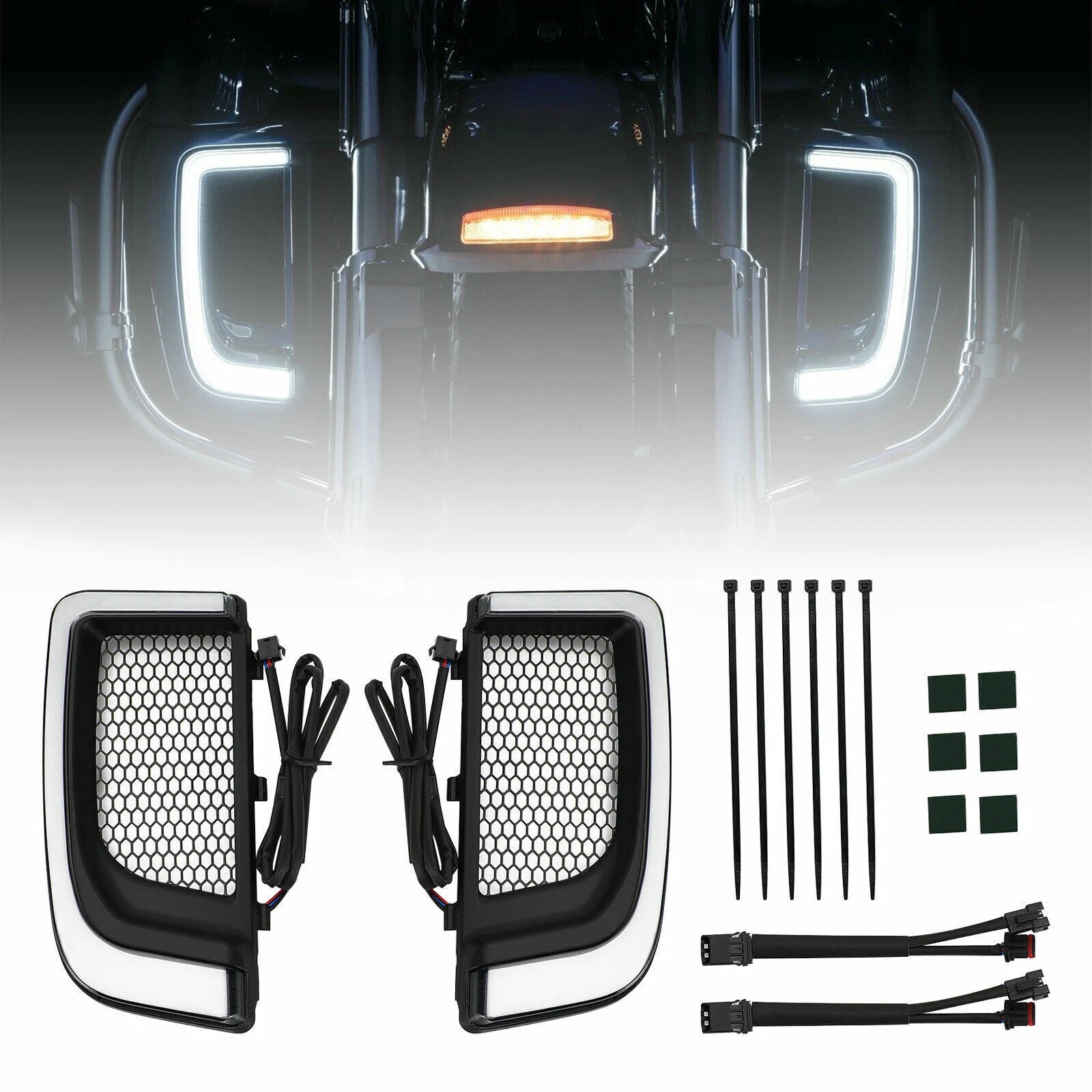 Tracer LED Lower Fairing Grills Lights for Electra FLH/T Road Glide (N/A)