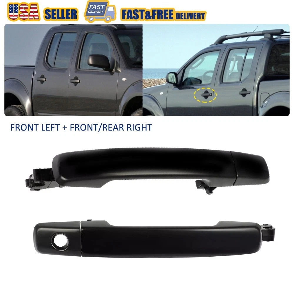 Door Handle Set of 2 for Nissan Frontier (2005–2008) Front Left Right Smooth Black