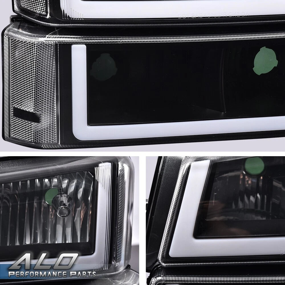 LED DRL Headlights for Chevy Silverado (2003–2007) Black Housing