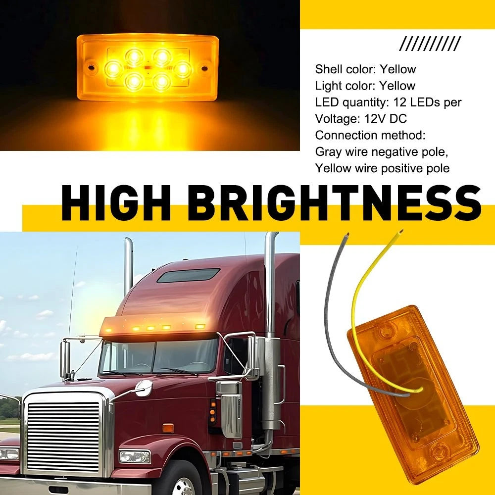 5PCS Amber LED Cab Roof Clearance Lights for Freightliner Volvo (EXV)