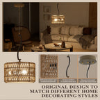 3-Light LED Pendant Light Fixture for Boho Rattan Style