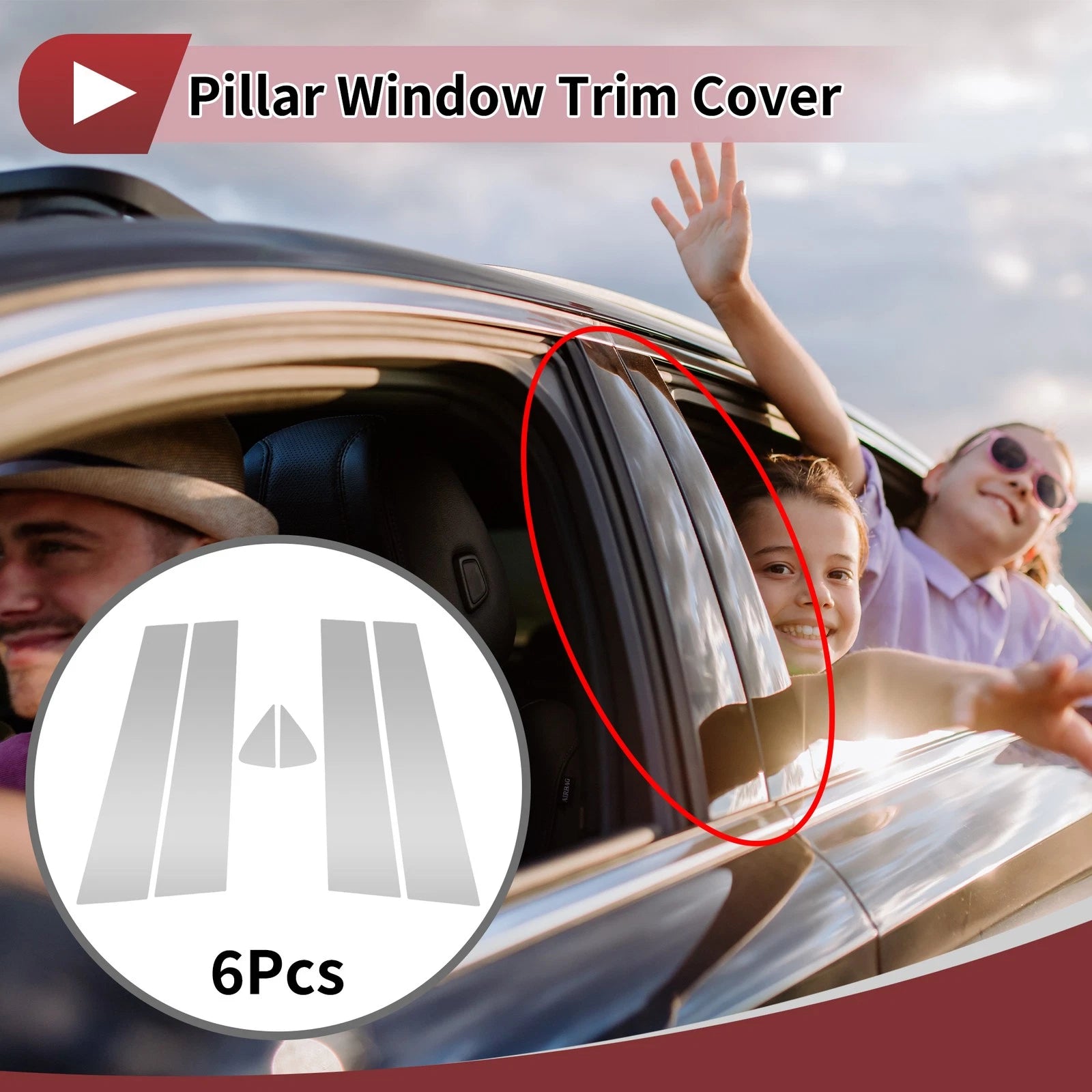 Set of 6 Car Door Pillar Window Trim for Dodge Durango (2011–2020) Chrome