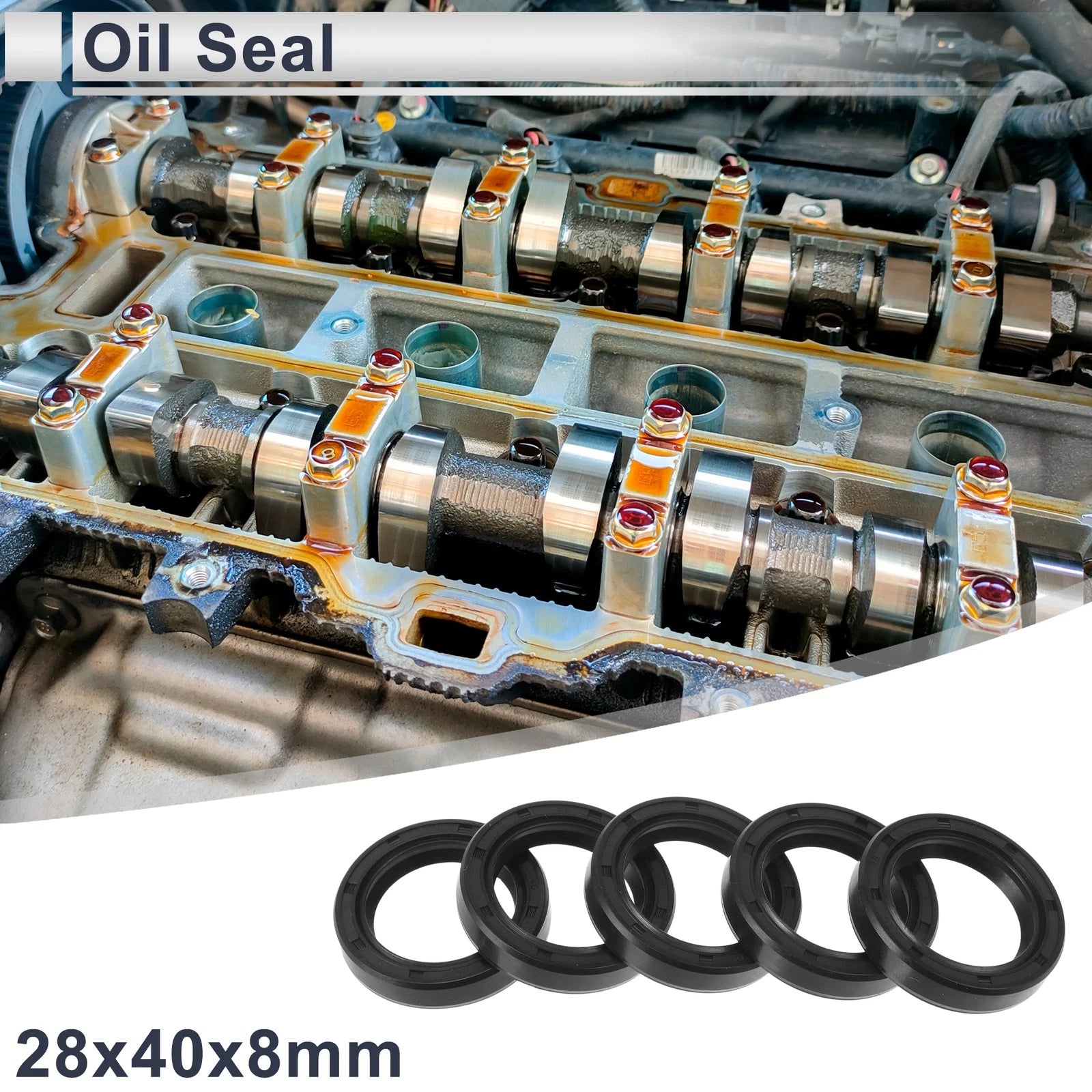 Set of 5 Oil Seal Rotary Shaft Seal TC Ring Nitrile Rubber 28x40x8mm