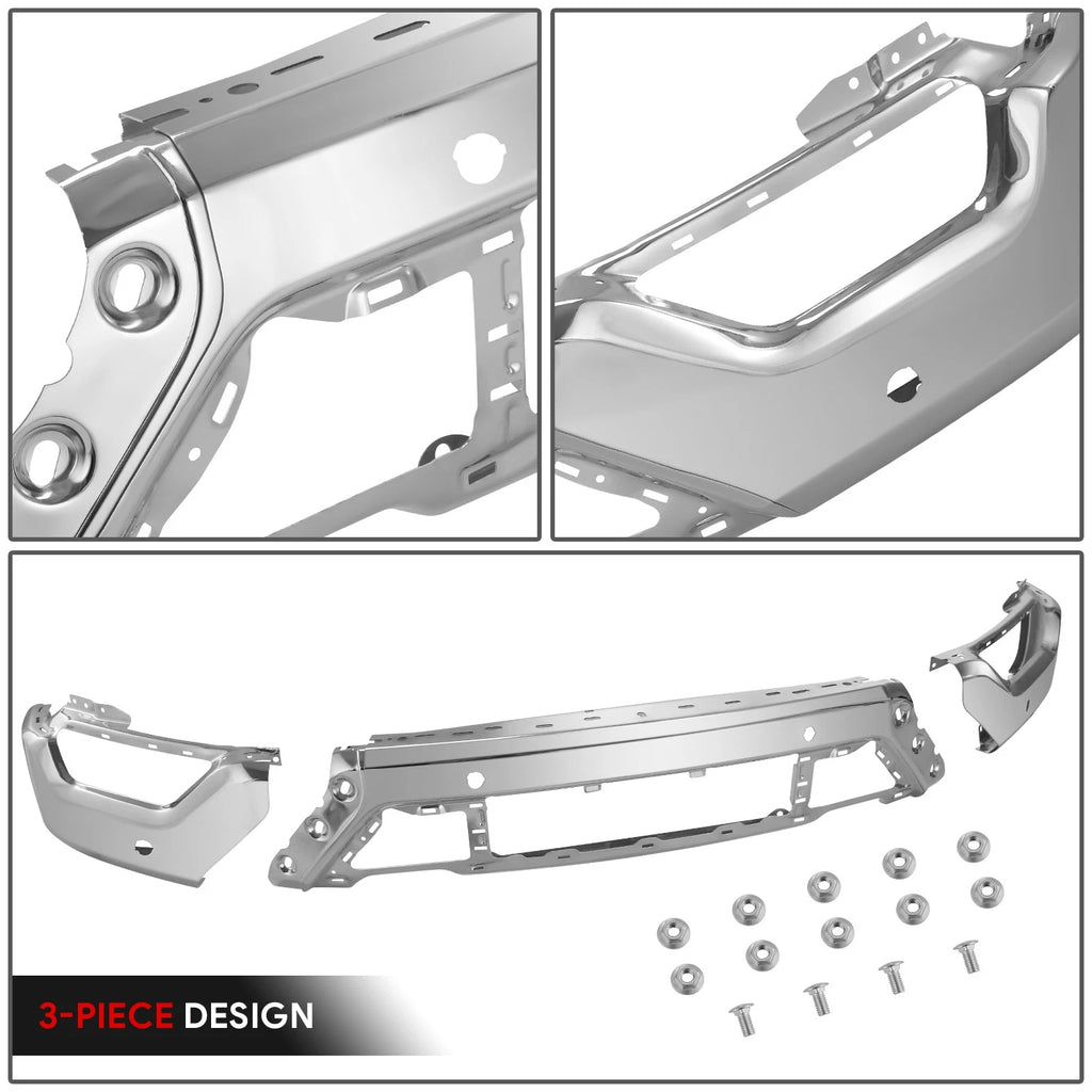 Chrome Front Bumper Face Bar for Ford F-150 (2021–2023) w/Parking Assist Sensor Holes