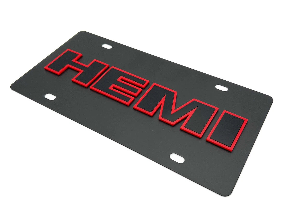 License Plate Frame Replacement for Dodge HEMI Emblem with Red Black (2005–2015)