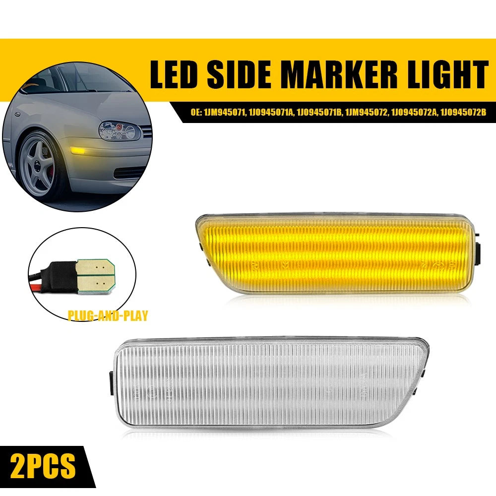 2X LED Side Marker Light for Volkswagen Cabrio (1999–2002) Front Amber