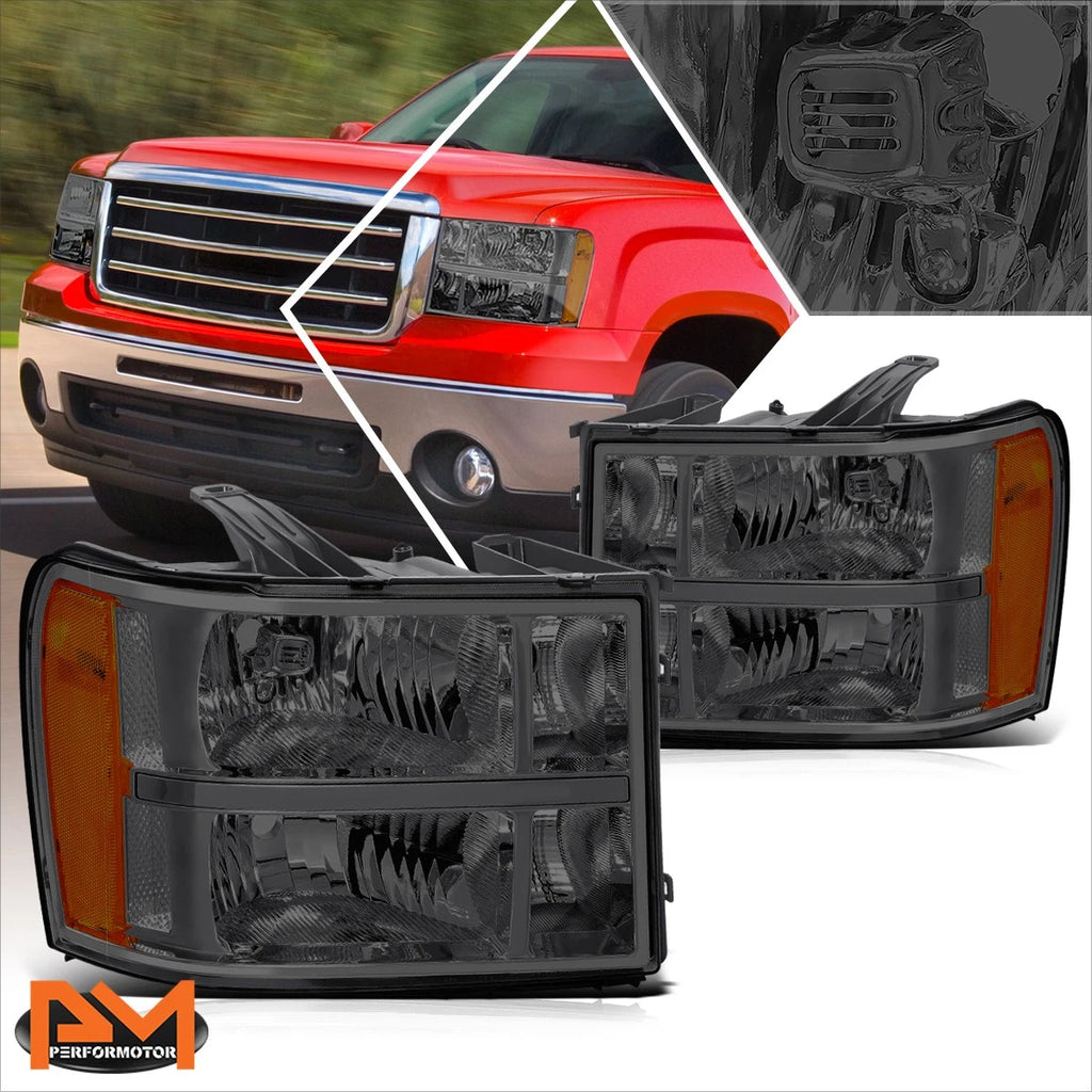 Factory Style Headlights Smoked/Amber for GMC Sierra 1500/2500 HD 3500 HD (2007–2014)