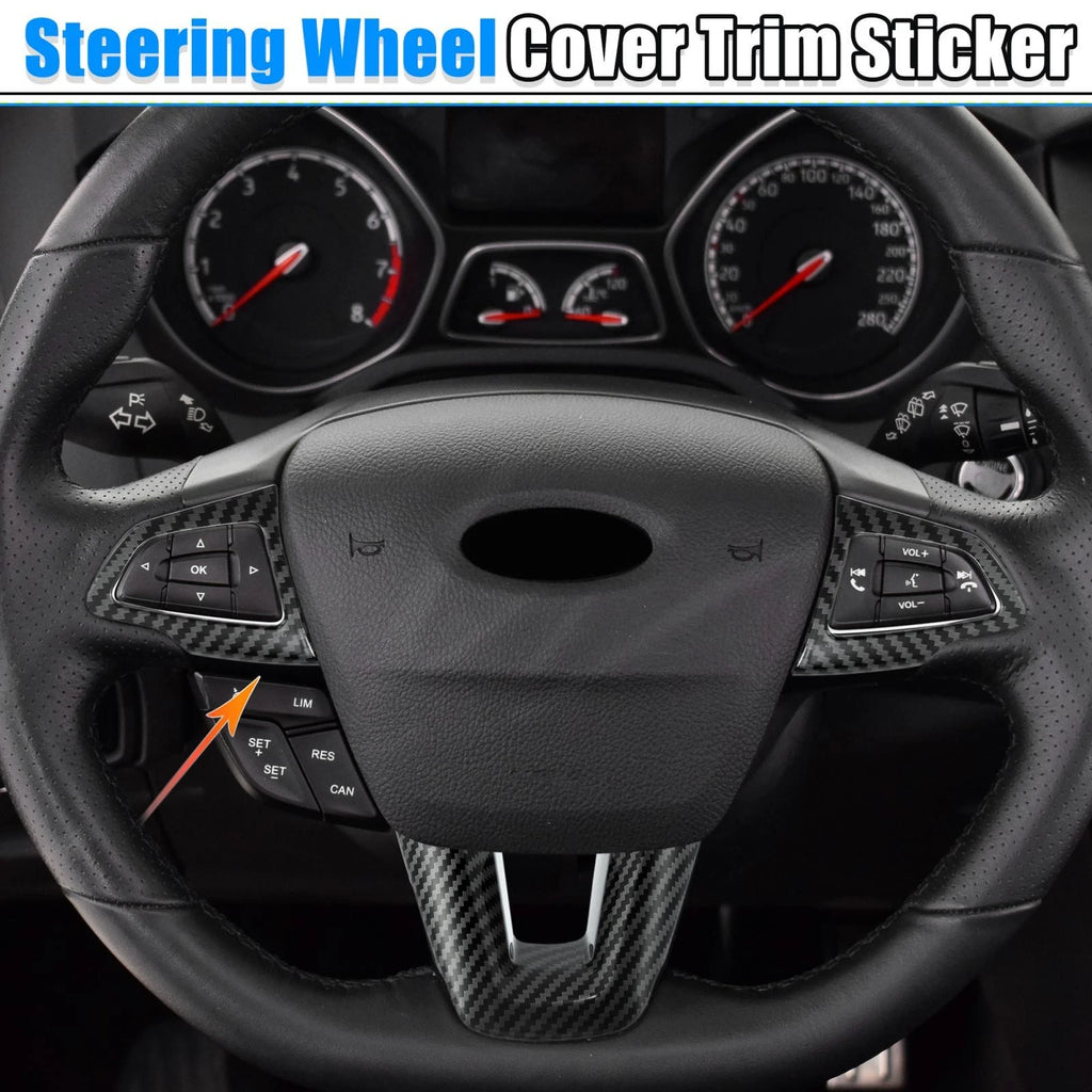 3pcs Carbon Fiber Steering Wheel Cover Trim for Ford 