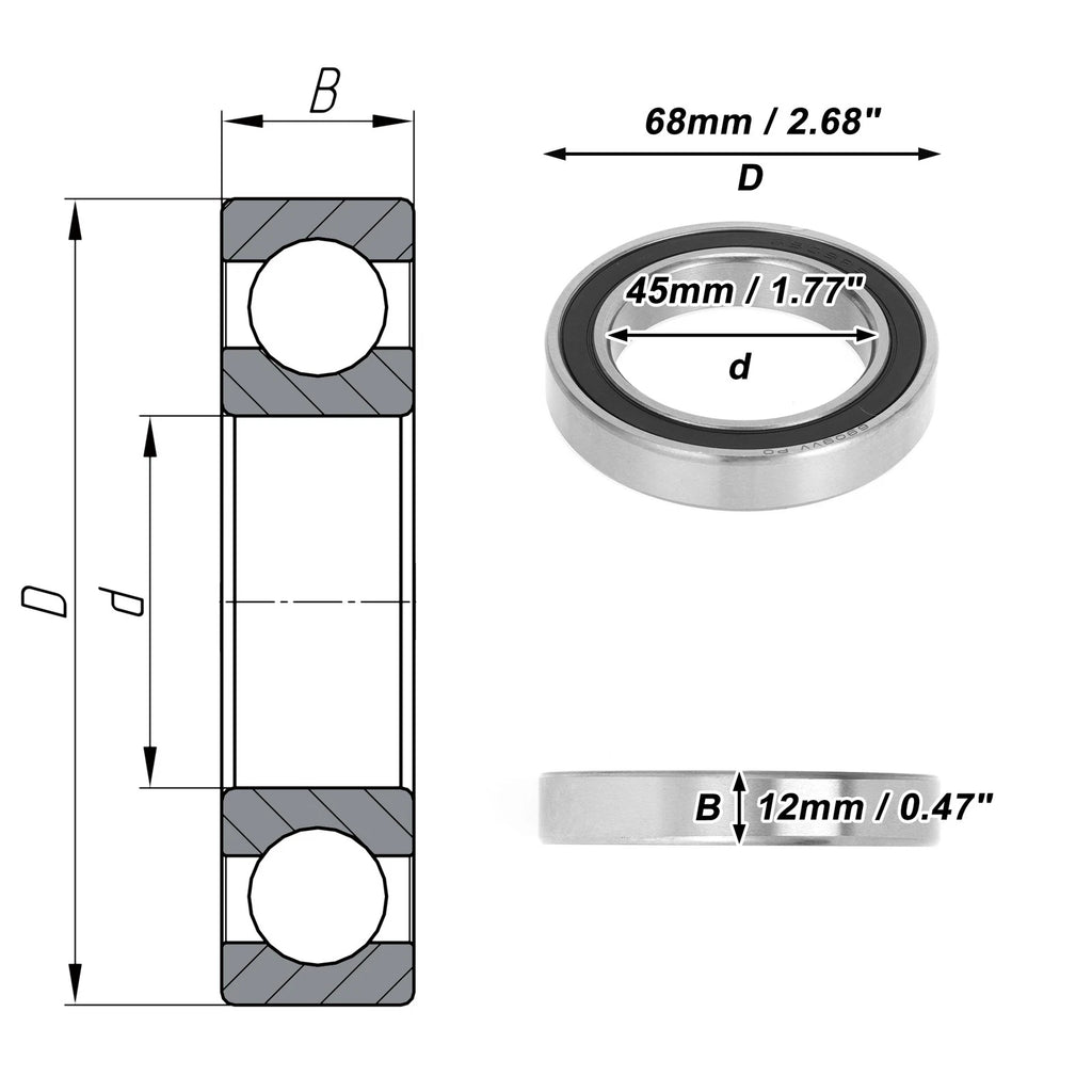 Deep Groove Ball Bearing 6909VV for Scooter Skateboard Wheel (P0 45x68x12mm)