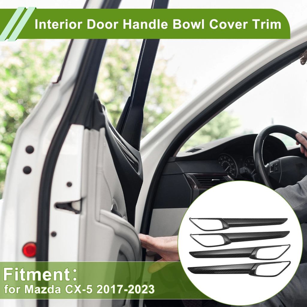 Interior Door Handle Bowl Cover Trim for Mazda CX-5 (2017–2023) Carbon Fiber Black ABS