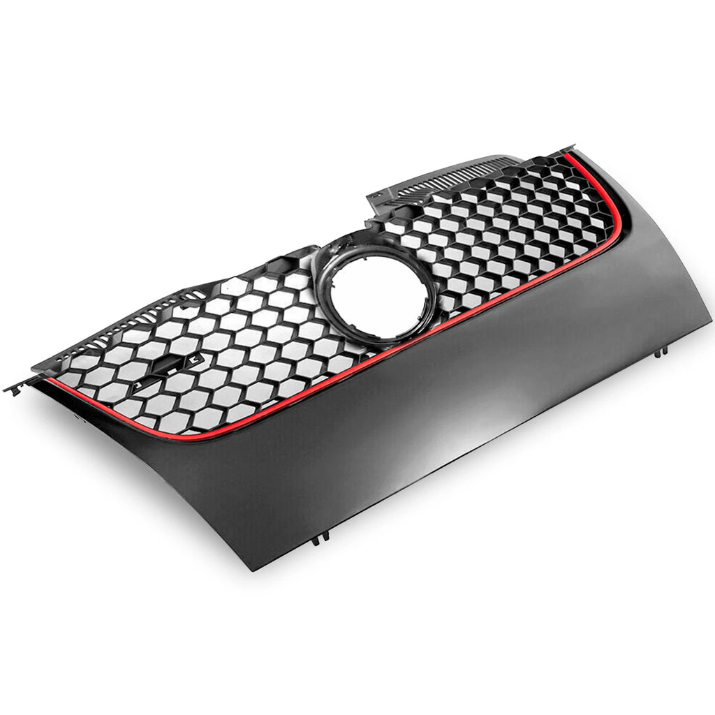 Front Upper Mesh Grille for VW Mk5 GTI Jetta (2006-2009) Matte Black Red Trim