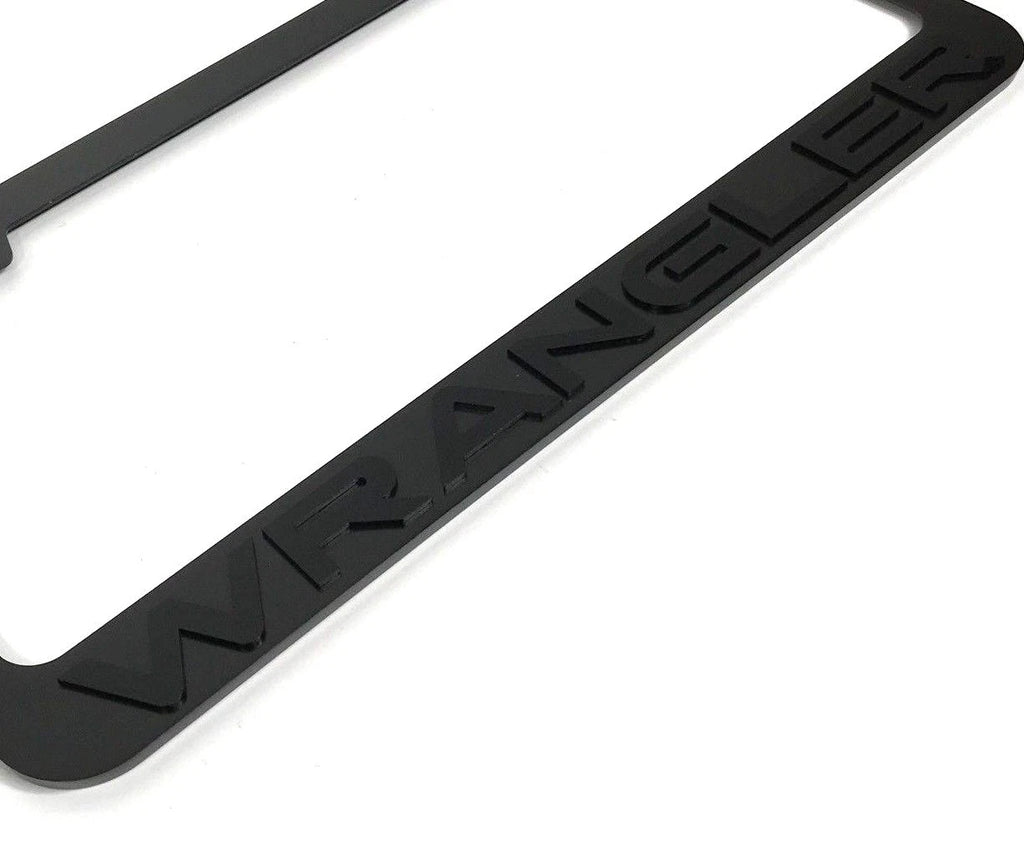 License Plate Frame Front for Jeep Wrangler (Black Matte Letters / Emblem) (2018–2024)
